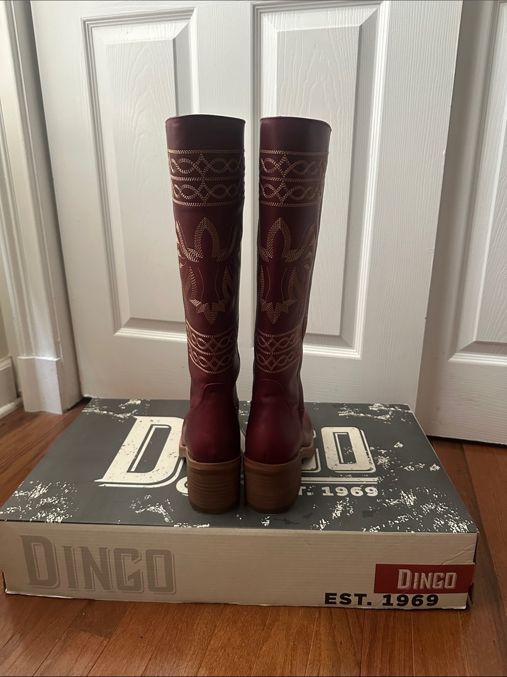 dingo Women's Tall Western Boots - Burgundy Red - Picture 2 of 5